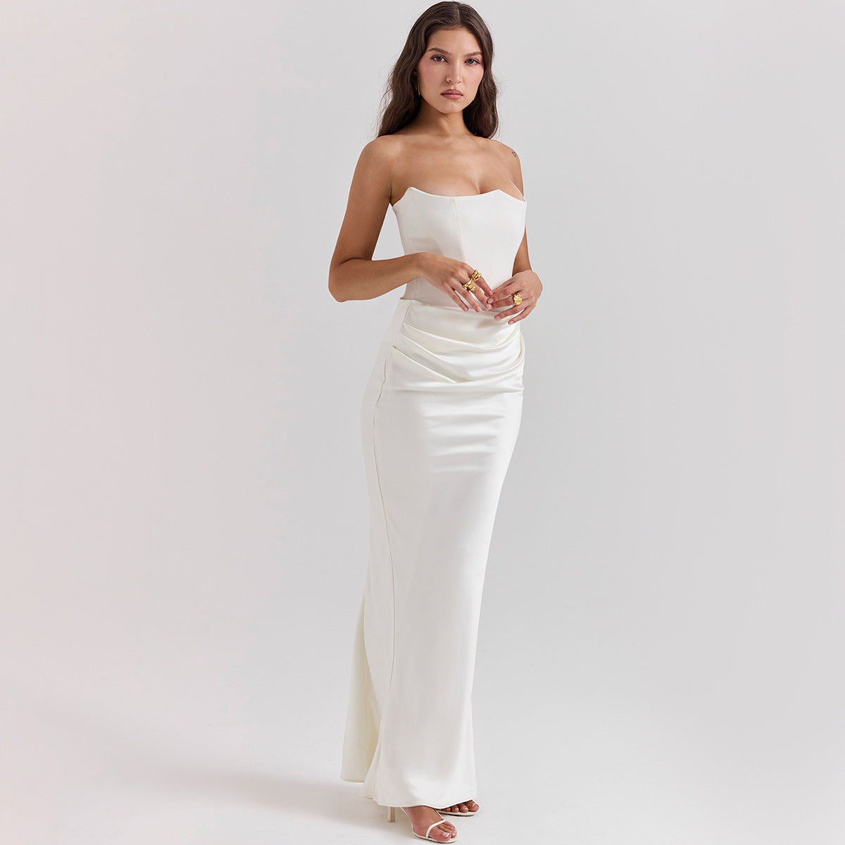 Strapless Ruched Maxi Dress - Sweetheart Evening Gown