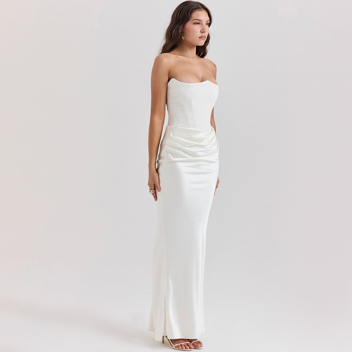 Strapless Ruched Maxi Dress - Sweetheart Evening Gown