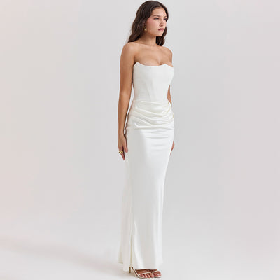 Strapless Ruched Maxi Dress - Sweetheart Evening Gown