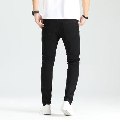 Men's Ripped Skinny Jeans - Contrast Patch Stretch Denim