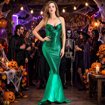 Mermaid Scale Fishtail Costume Dress - Sweetheart Neckline Gown