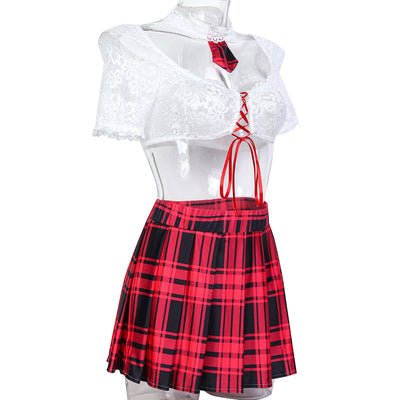 Red Plaid Maid Costume Lingerie Set - Roleplay - Fashions Envy