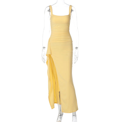 Backless Evening Dress - Strap High Slit Gown - Fashions Envy