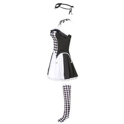 Vampire Clown Costume Halloween Outfit Devil Costume Role Play Checkered Jester Costume