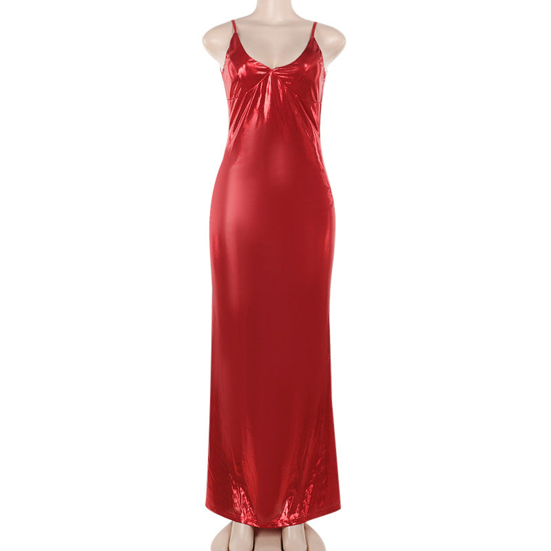 Halter Evening Dress - Waist Cinching Sparkle Gown - Fashions Envy