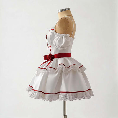 Halloween Annabelle Costume - Creepy Doll Lace Mini Dress Set