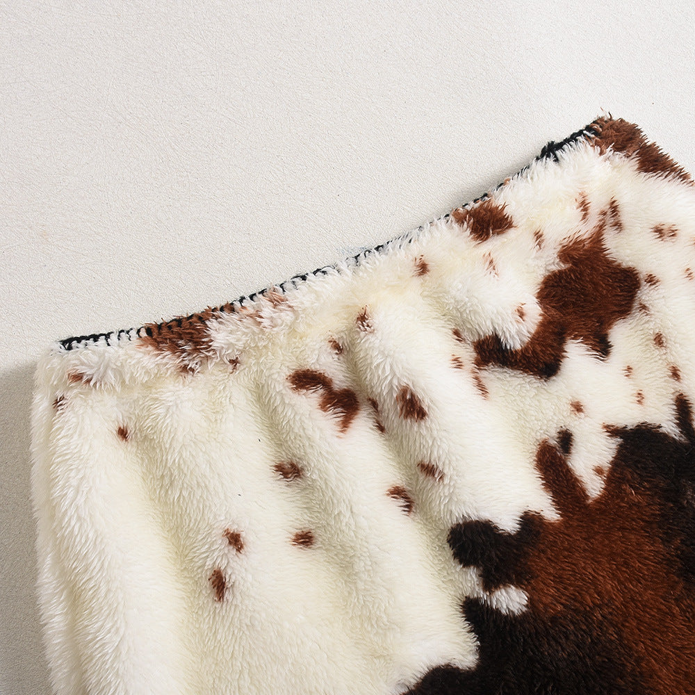 Cow Print Mini Skirt - Knitted Cashmere Fleece