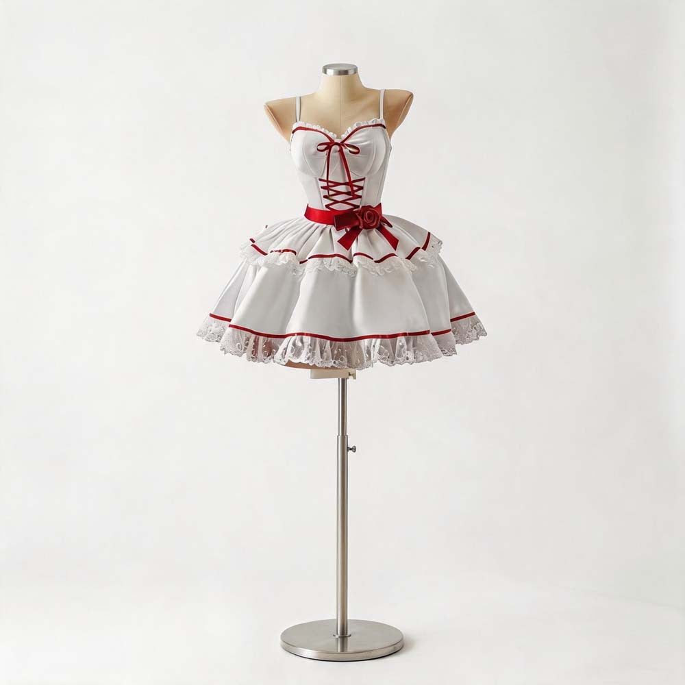 Halloween Annabelle Costume - Creepy Doll Lace Mini Dress Set