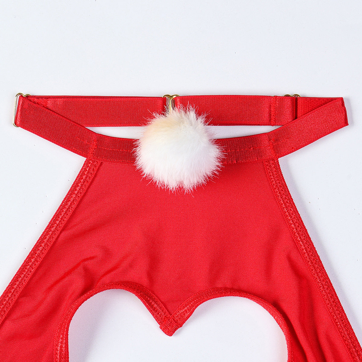 Red Heart Cutout Christmas Lingerie - Lace Trim Mini Skirt Set