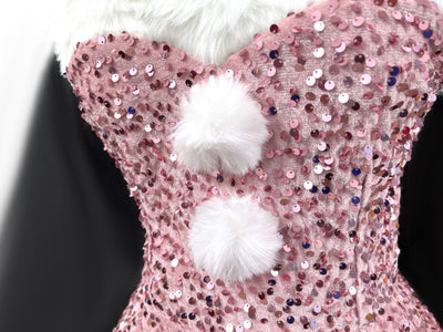 Sequin Santa Mini Dress - Strapless Faux Fur Trim Holiday Set
