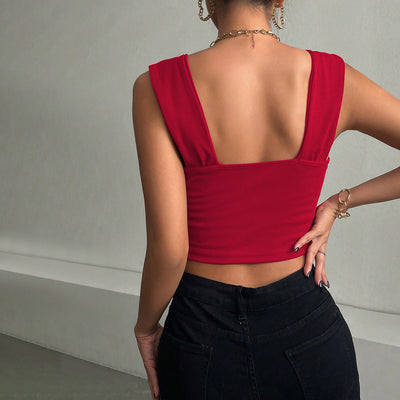 Red Summer Sweetheart Cami - Chic Wide Strap Top