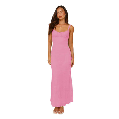 Mesh Pleated Strapless Maxi Dress - High Waist Prom Gown