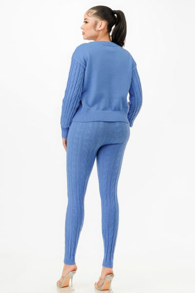 Cable Knit Sweater Cardigan Set