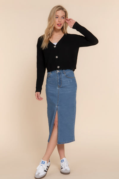 Button Up Long Sleeve V-neck Cardigan Sweater