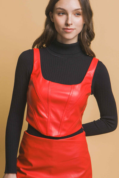 Faux Leather Corset Inspired Top