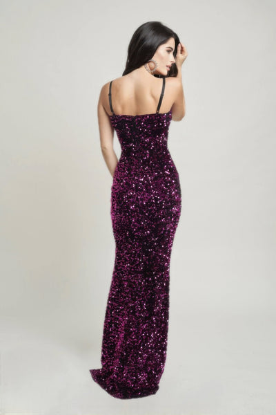 Cecily Teddy Velvet Corset Maxi Dress - Fashions Envy