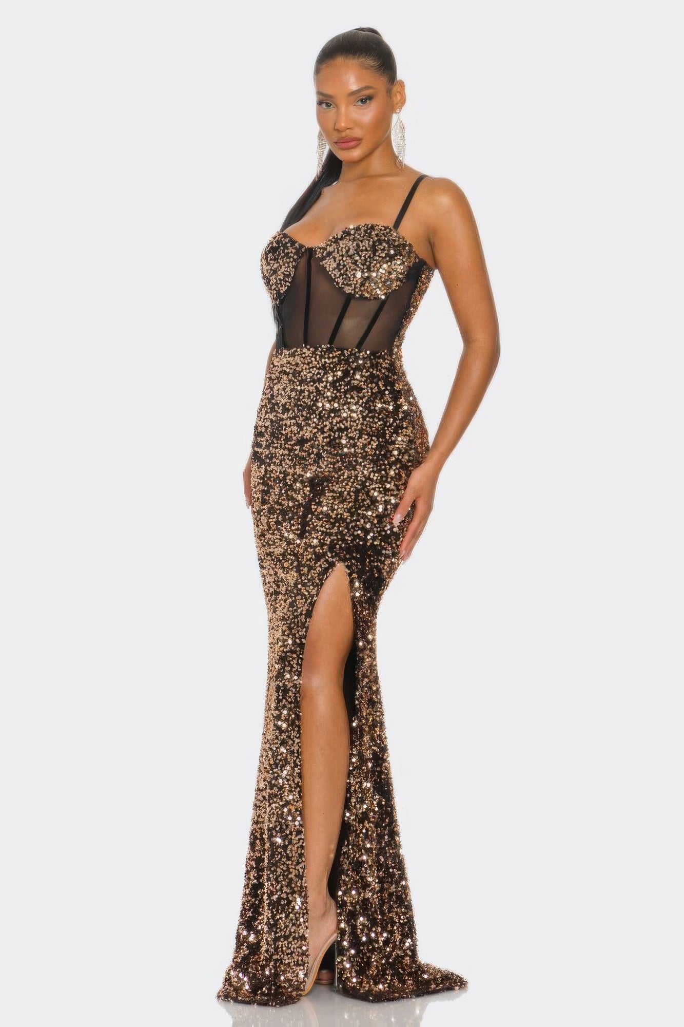Cecily Teddy Velvet Corset Maxi Dress - Fashions Envy