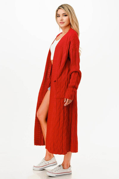 Cable Knit Long Cardigan Sweater - Cozy Layering Cardigan - Fashions Envy