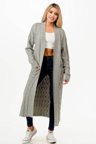 Cable Knit Long Cardigan Sweater - Cozy Layering Cardigan - Fashions Envy