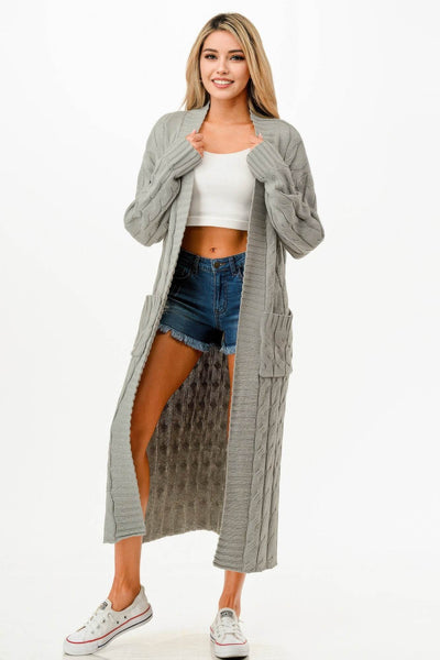 Cable Knit Long Cardigan Sweater - Cozy Layering Cardigan - Fashions Envy