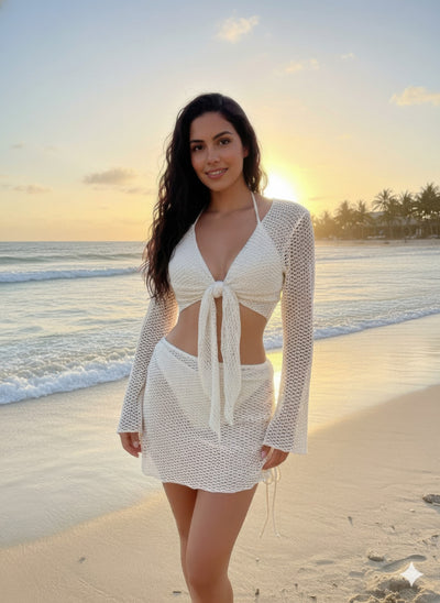 4 Piece Bikini Set - Net Cover Up - Fashions Envy