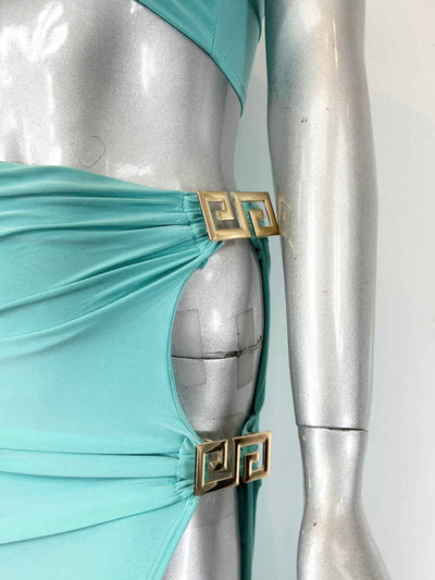 Bandeau Crop Top Maxi Skirt Set - Thigh High Slit