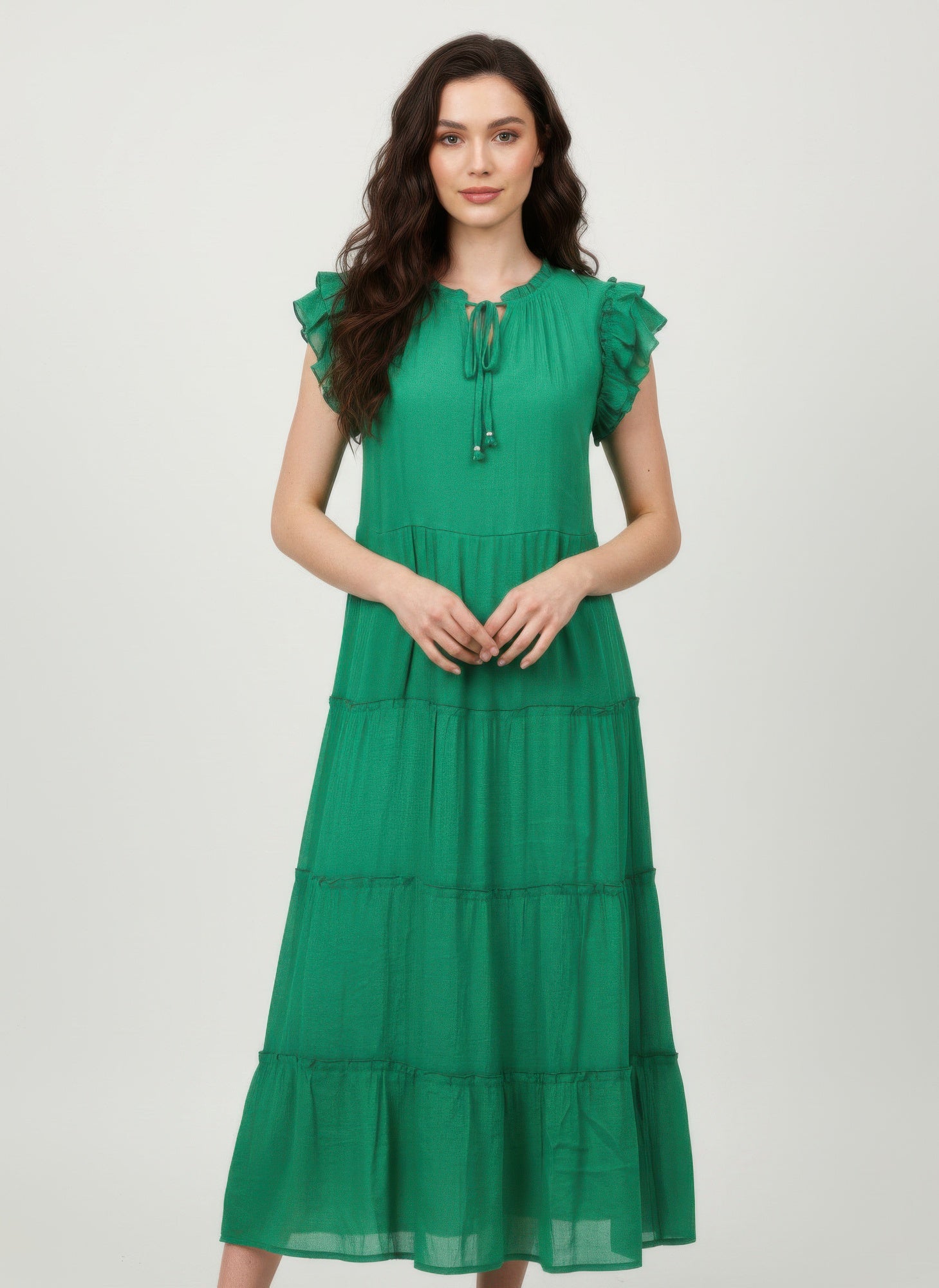 mlle gabrielle dress Midi style_formal 10 best ways to while crochet detailing on Color:Olivetta