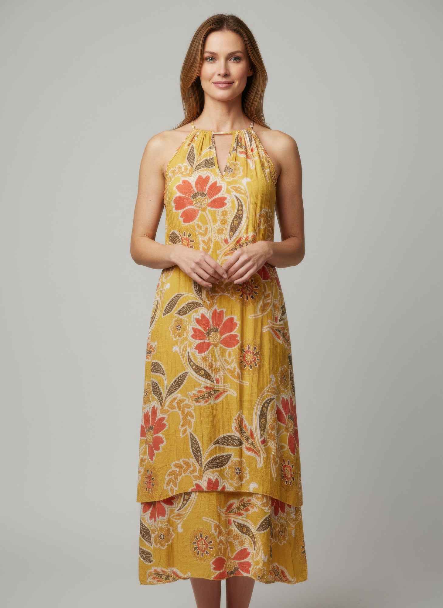 Floral Sleeveless Midi Dress