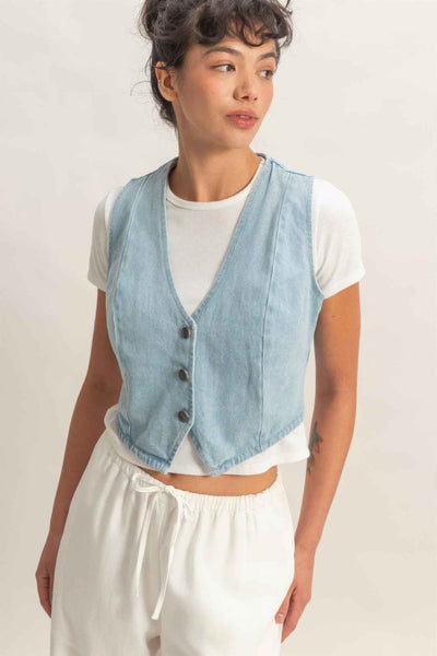 HYFVE V-neck Denim Vest - Sleeveless Layering Essential