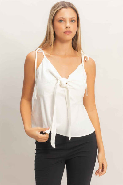 Tie Front Cami Top - Spaghetti Strap Knot Detail