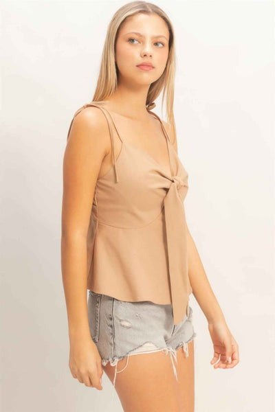 Tie Front Cami Top - Spaghetti Strap Knot Detail