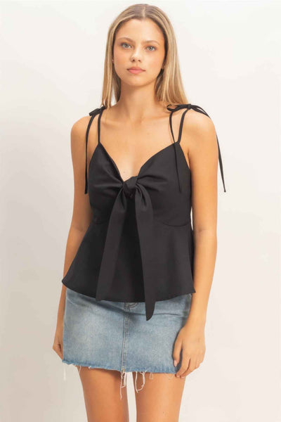 Tie Front Cami Top - Spaghetti Strap Knot Detail