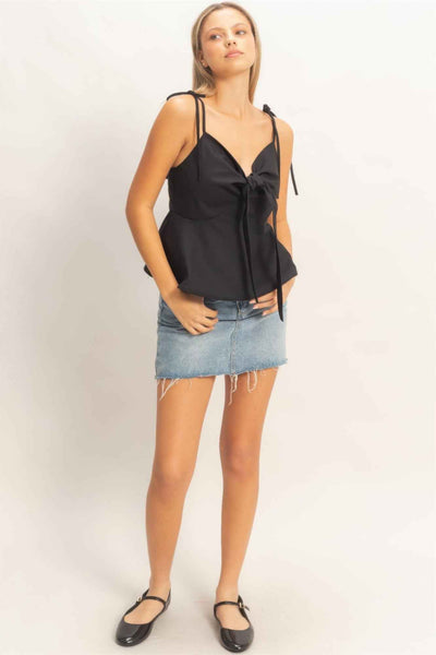 Tie Front Cami Top - Spaghetti Strap Knot Detail