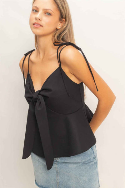 Tie Front Cami Top - Spaghetti Strap Knot Detail