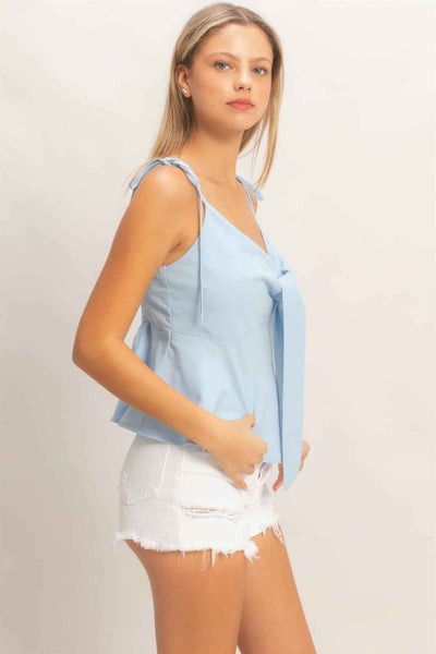 Tie Front Cami Top - Spaghetti Strap Knot Detail