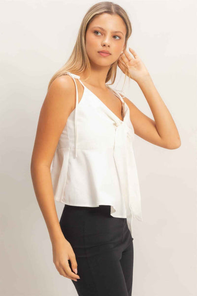 Tie Front Cami Top - Spaghetti Strap Knot Detail