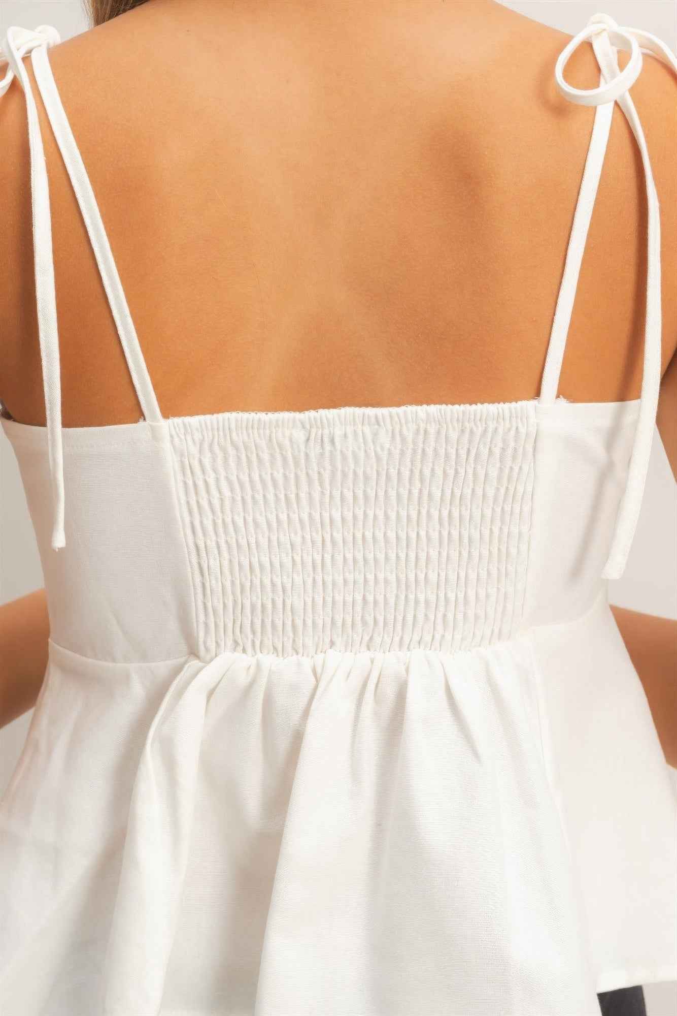 Tie Front Cami Top - Spaghetti Strap Knot Detail