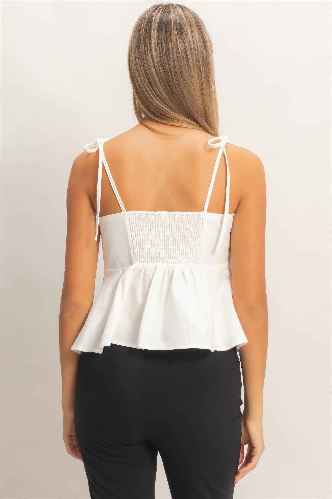 Tie Front Cami Top - Spaghetti Strap Knot Detail