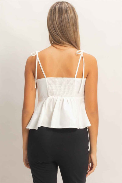 Tie Front Cami Top - Spaghetti Strap Knot Detail