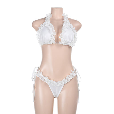 Lace Bikini Set - Strapless Split Swimsuit