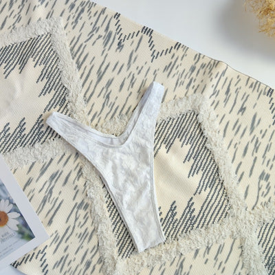 Lace Triangle Halter Bikini Set - Three Piece with Mini Skirt
