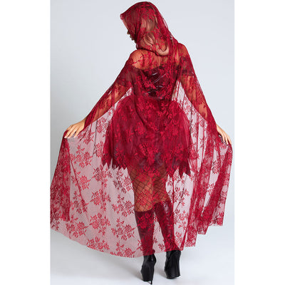 Halloween Red Riding Hood Costume - Patent Corset Dress with Lace Cape
