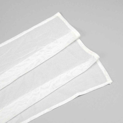 Sheer Mesh Backless Dress - White Halter Long Sleeve