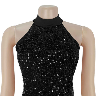 Sequin Velvet Split Maxi Dress - Bodycon Prom Gown