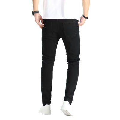 Men's Ripped Skinny Jeans - Contrast Patch Stretch Denim