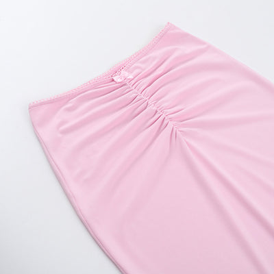 Two-Piece Skirt Set - One Shoulder Top Outfit