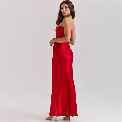 Strapless Ruched Maxi Dress - Sweetheart Evening Gown
