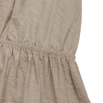 Apricot Cross Back Romper - Deep V Neck Open Back Bow Waist