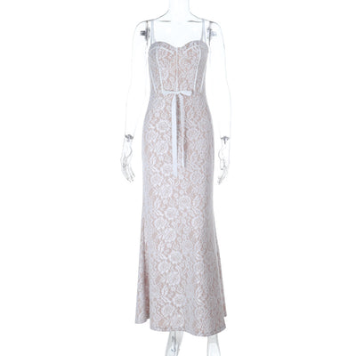 Strap embroidery A swing long slim fit hip hugging skirt - Fashions Envy