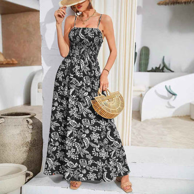 Floral Maxi Dress - Flowy Spaghetti Strap Summer Style